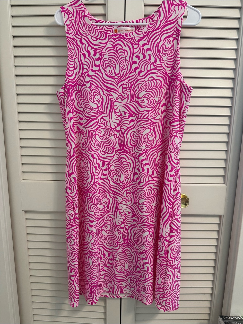 Jude Connally Pink & White Sleeveless Shift Dress
